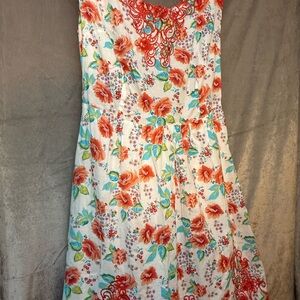 Flying Tomato Floral Embroidered Cotton Dress